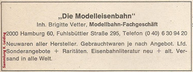 Werbung für Die Modelleisenbahn. Werbung für Die Modelleisenbahn.
