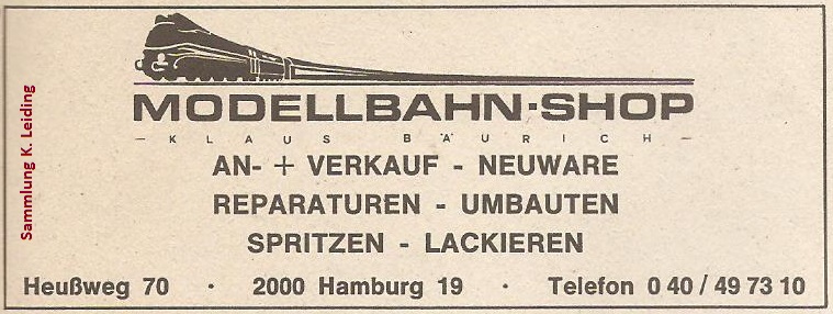 Werbung für Modellbahn-Shop Bäurich. Werbung für Modellbahn-Shop Bäurich.