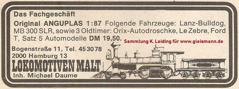 Werbung für Lokomotiven Malt. Werbung für Lokomotiven Malt.