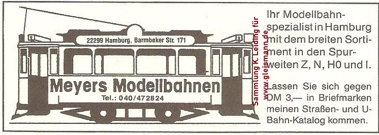 Werbung für Meyers Modellbahnen.