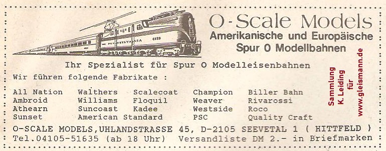 Werbung für 0-Scale-Models 1988.