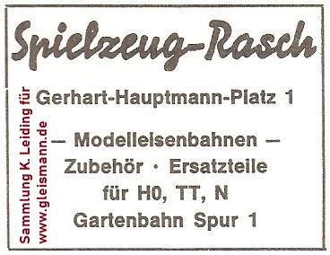 Werbung für Rasch 1972.