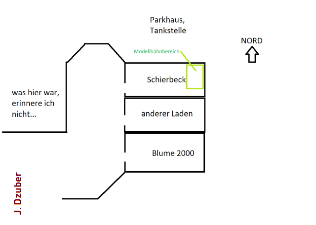 Zeichnung der Belegung der Geschäftsräume im P+R-Haus. Zeichnung der Belegung der Geschäftsräume im P+R-Haus.
