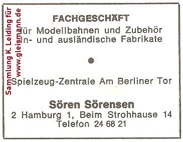 Werbung für die Spielzeug Zentrale.