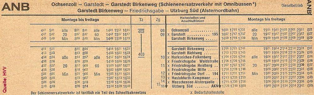 ANB - Fahrplan vom September 1967.