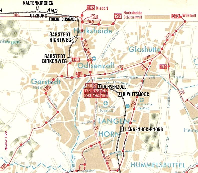 Busliniennetz am 28. 05. 1968.