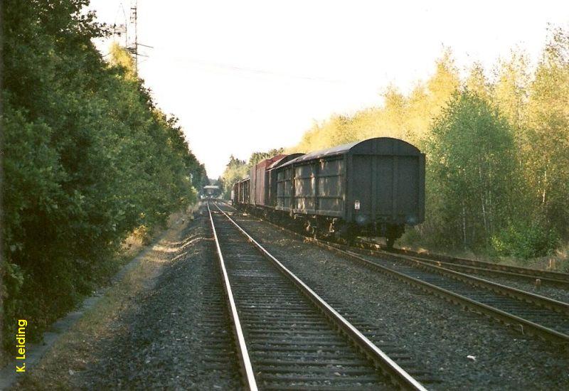 Güterzug vom Stammgleis Harkshörn.