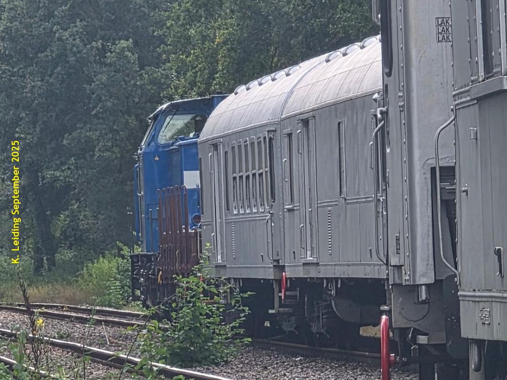 Teleaufnahme des vorderen Teils des Zuges.