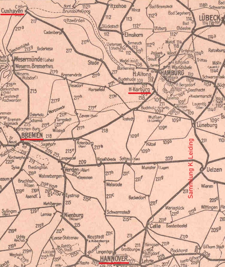 Undatierte Karte der Reichsbahn.