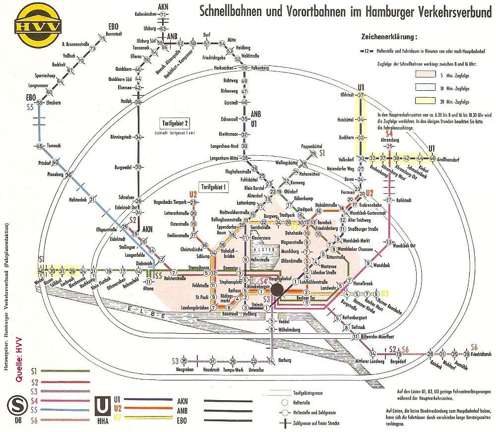 HVV - Netzplan im Sommer 1967.