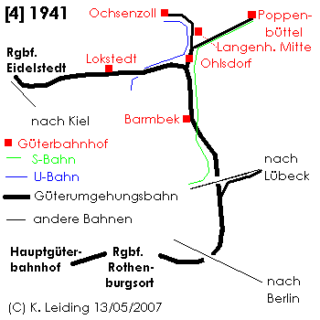 Skizze der Gterumgehungsbahn. Stand: 1941
