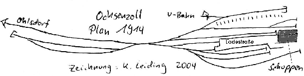 Skizze des geplanten Gterbahnhofs Ochsenzoll 1914.