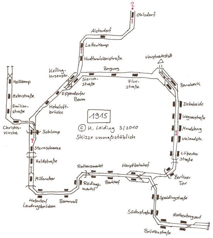 Skizze des Gleisplans von 1915.