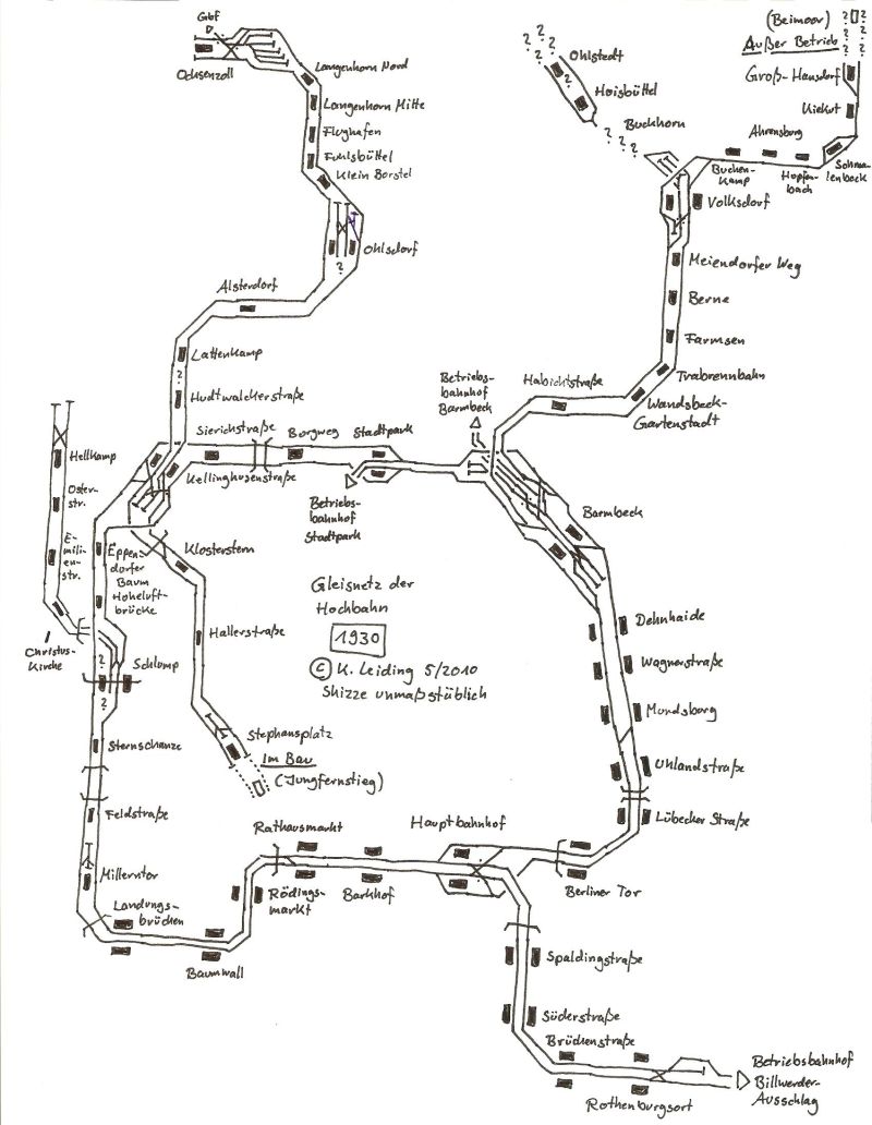 Skizze des Gleisplans von 1930.