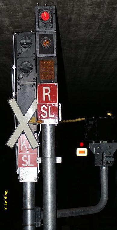 Altes Signal in Schlump mit Glhlampen.