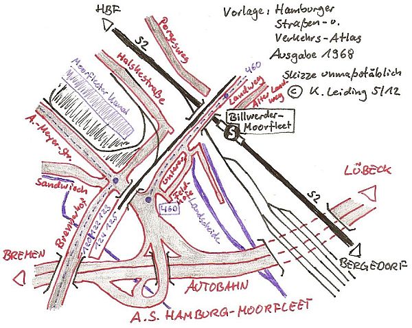 Skizze von Moorfleet 1968.