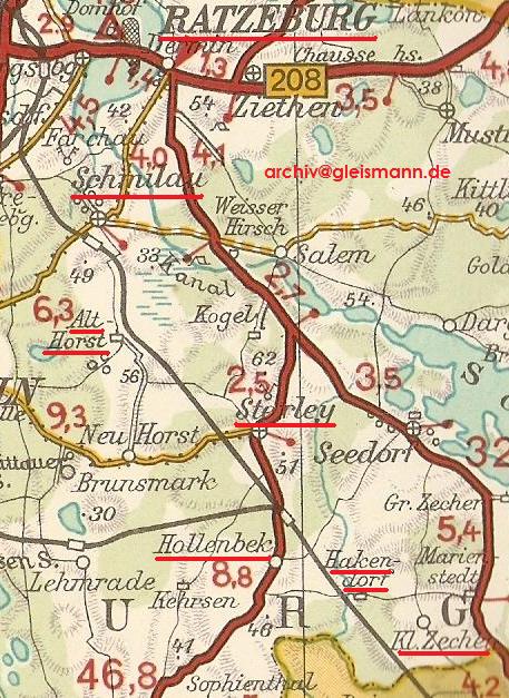 Karte Ratzeburg - Klein Zecher.