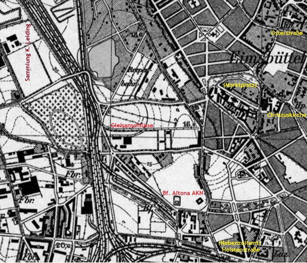 Ausschnitt aus einem Meßtischblatt von Hamburg aus dem Jahr 1927.