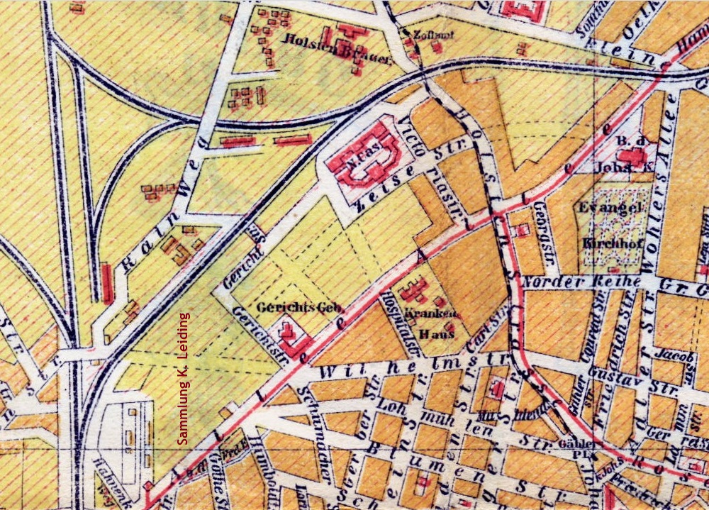 Ausschnitt aus einer Karte von Altona um 1890.