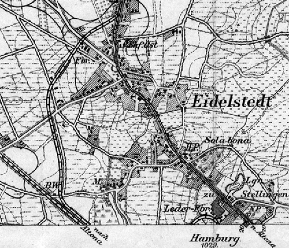 Ausschnitt aus einem Stadtplan von Hamburg aus dem Jahr 1905.