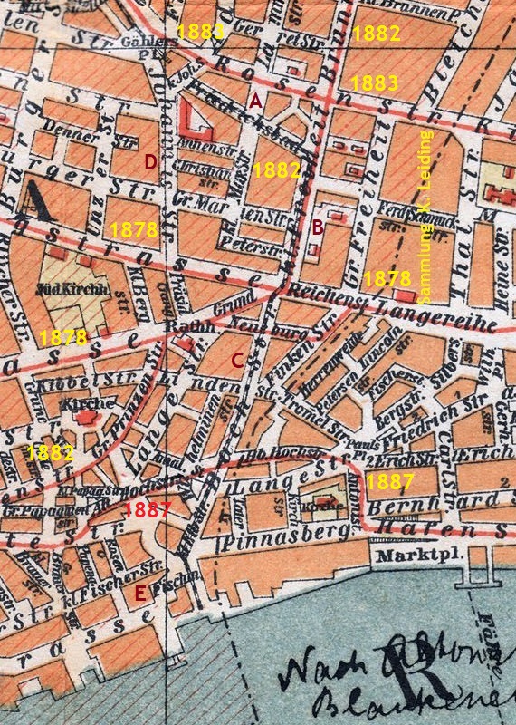 Ausschnitt aus einer Karte von Altona um 1890.