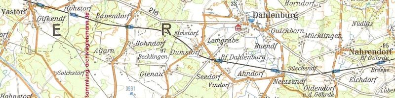 Kartenausschnitt mit allen Bahnhfen der R31 von Vastorf bis Ghrde.