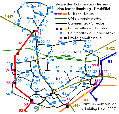 Cabinentaxi-Skizze für Hamburg-Eimsbüttel.