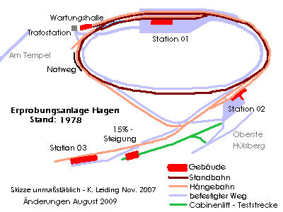 Skizze der Cabinentaxianlage 1978.