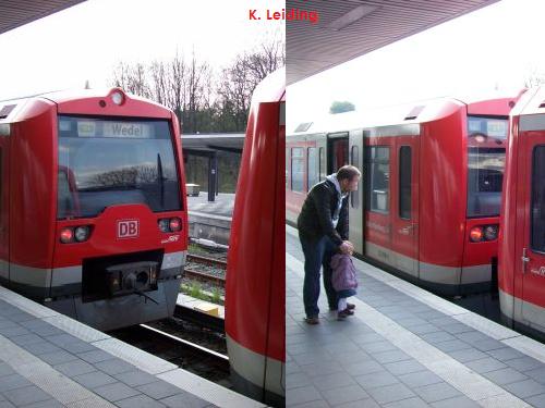 Kupplungsvorgang in Ohlsdorf 3: der Zug fhrt heran und bleibt stehen.
