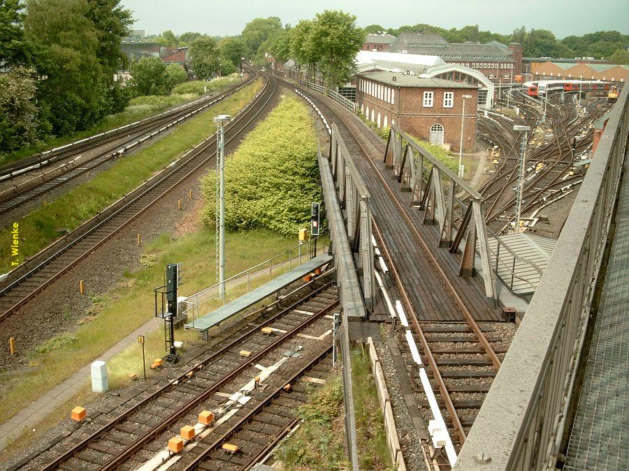 Kreuzung Streckengleis der U3 / Zufahrt zum Betriebshof.