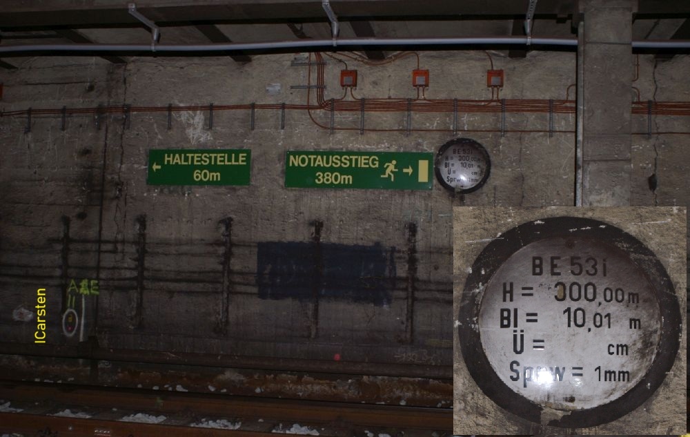 Blick in den Tunnel der Linie U3 zwischen Hauptbahnhof S&uuml;d (links) und Berliner Tor (rechts).