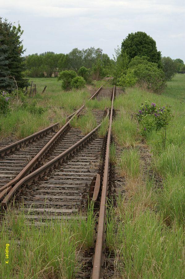 Blick von der nrdlichsten Weiche des Bahnhofs Dambeck.