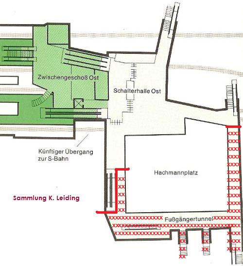 Skizze der stlichen Zugangsanlage zur Haltestelle Hauptbahnhof Nord.