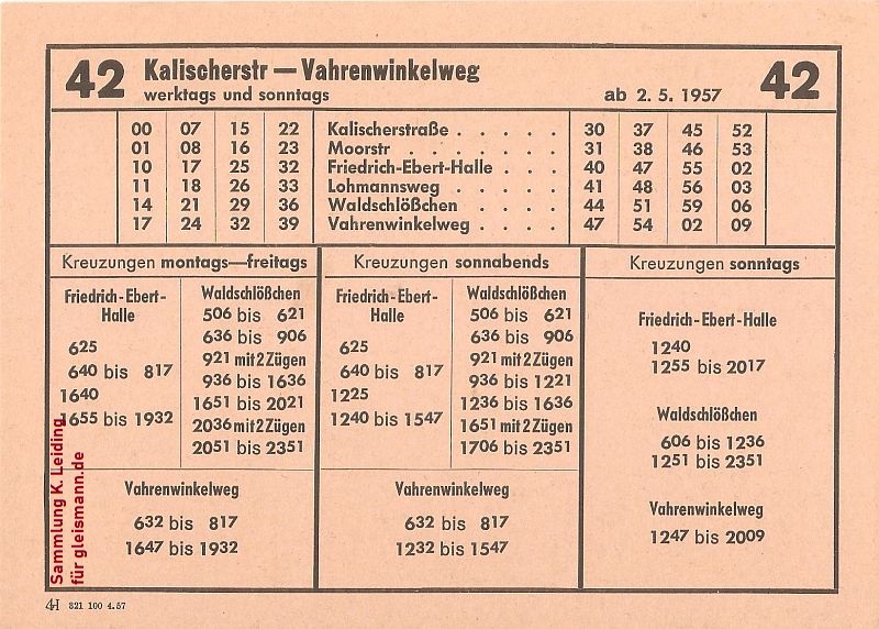 Fahrplan der Linie 42.