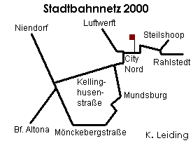 Das geplante Stadtbahnnetz 2000.